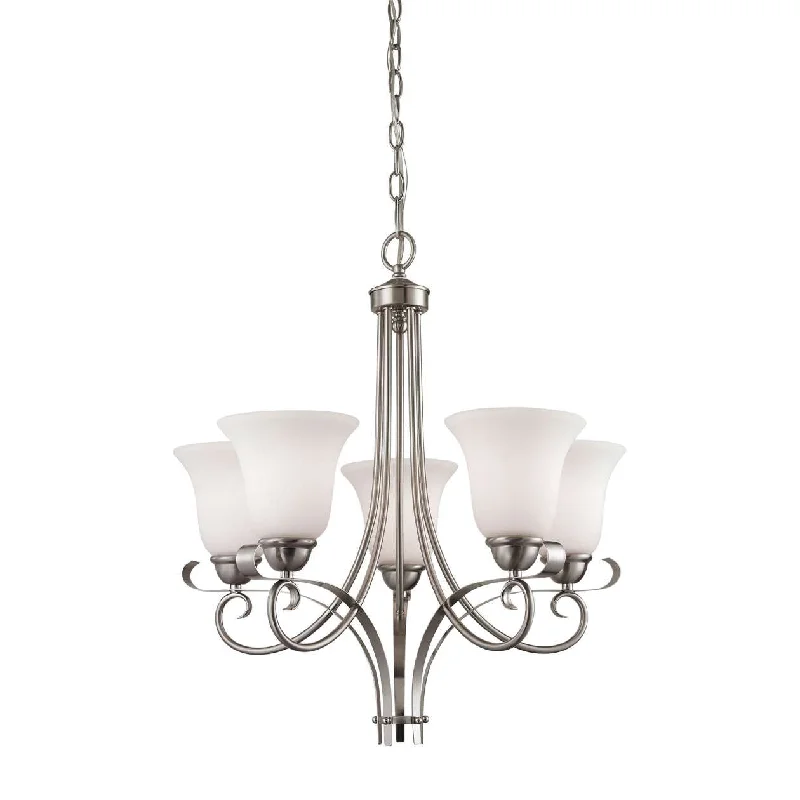 Chandeliers for Low Ceilings to Avoid OvercrowdingChandeliers for Low Ceilings to Avoid OvercrowdingBrighton 5-Light Chandelier in Brushed Nickel with White Glass