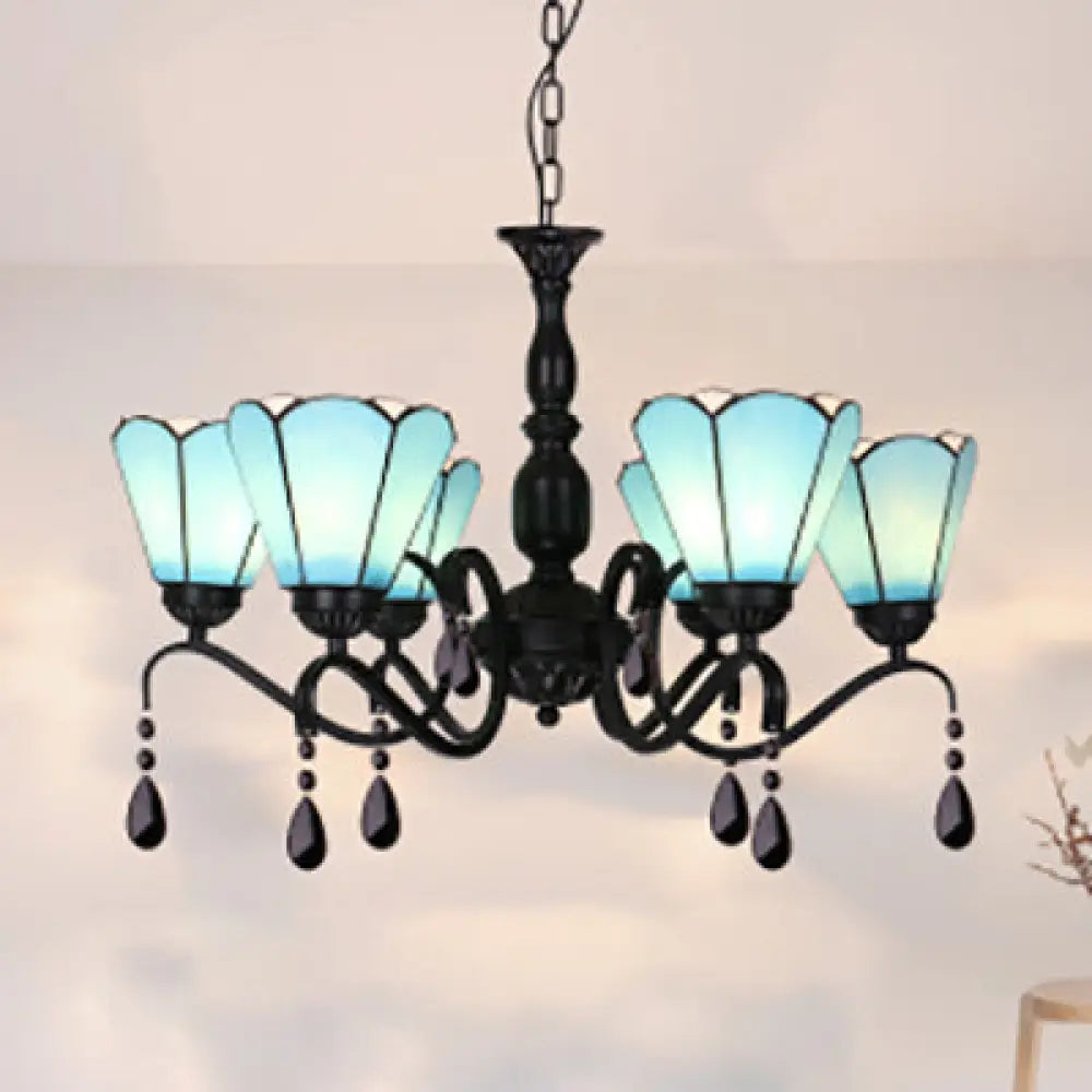 Victorian - Inspired Chandeliers with Ornate DetailsVictorian - Inspired Chandeliers with Ornate DetailsVintage Stained Glass Conic Pendant Light - 6-Light Ceiling Fixture with Crystal for Bedroom Lighting