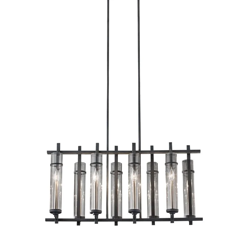 Ceiling - Mounted Chandeliers for Standard CeilingsCeiling - Mounted Chandeliers for Standard CeilingsFeiss Ethan 8 Light Antique Forged Iron / Brushed Steel Chandelier