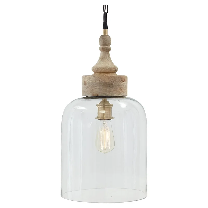 Chandeliers with Murano Glass for a High - End Artistic TouchChandeliers with Murano Glass for a High - End Artistic TouchInverted U Glass Pendant Light with Wood Finial Crown Top, Brown and Clear By Benzara Chandeliers with Murano Glass for a High - End Artistic TouchChandeliers with Murano Glass for a High - End Artistic TouchInverted U Glass Pendant Light with Wood Finial Crown Top, Brown and Clear By Benzara