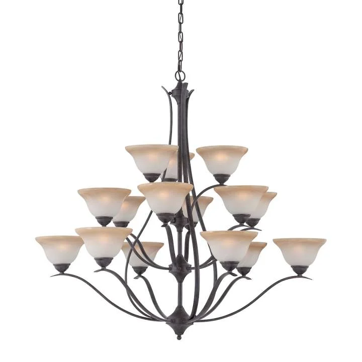 Chandeliers with Metal Frames in Gold FinishChandeliers with Metal Frames in Gold FinishPrestige 15-Light Chandelier in Sable Bronze