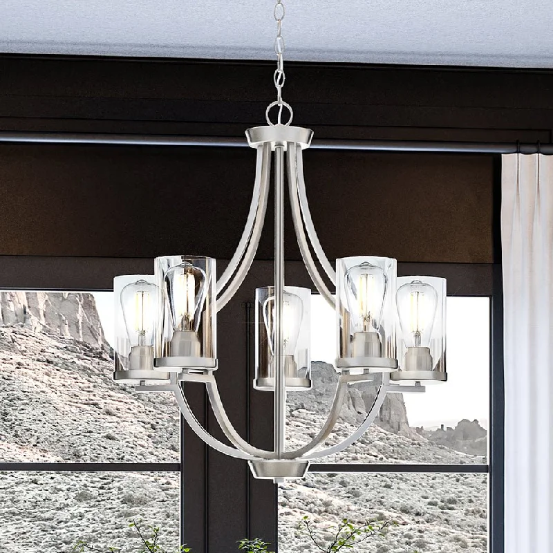 Chandeliers with Murano Glass for a High - End Artistic TouchChandeliers with Murano Glass for a High - End Artistic TouchUHP4368 Contemporary Chandelier 26''H x 26''W, Brushed Nickel Finish, Mesa Collection