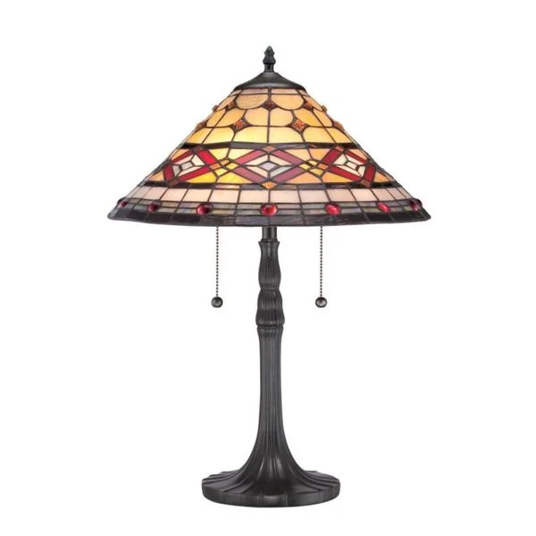 leather table lamps with a distressed texture for a rugged charmleather table lamps with a distressed texture for a rugged charmCambridge 2-Light Vintage Bronze Finish Table Lamp With A Red And Yellow Tiffany-style Shade
