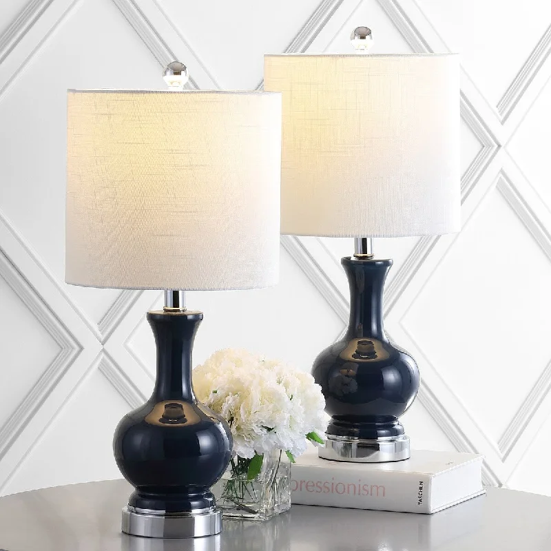 art deco table lamps with geometric shapes for a retro touchart deco table lamps with geometric shapes for a retro touchCox 22" Metal/Glass LED Table Lamp, Navy (Set of 2) by JONATHAN Y