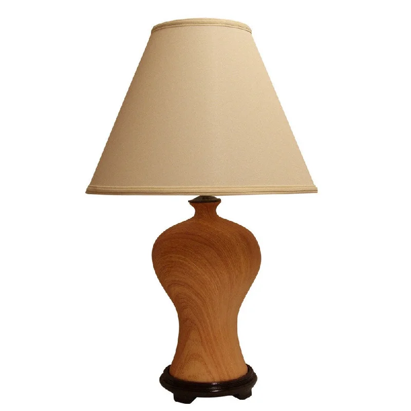 wooden table lamps with natural grain for a warm and organic feelwooden table lamps with natural grain for a warm and organic feelCrown Lighting 1-light Painted Wood Grain Ceramic Table Lamp with Off-White Bell Shade