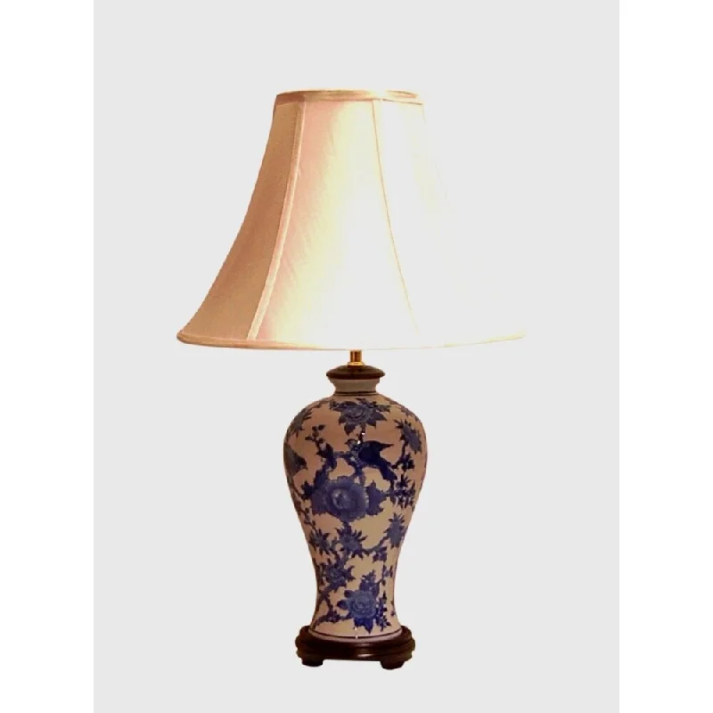 metal table lamps with a matte black finish for a sleek appearancemetal table lamps with a matte black finish for a sleek appearanceCrown Lighting Blue and White Traditional Birds and Flowers Pear Shaped Table Lamp