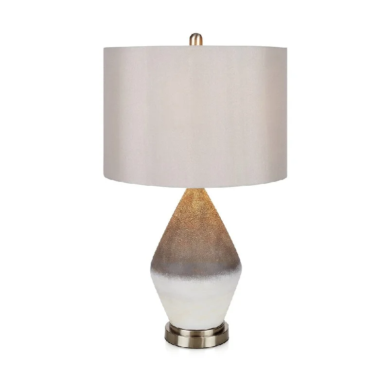 leather table lamps with a distressed texture for a rugged charmleather table lamps with a distressed texture for a rugged charmDelanie Brown and White Ceramic Table Lamp