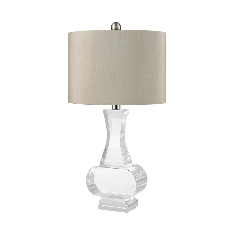 wooden table lamps with natural grain for a warm and organic feelwooden table lamps with natural grain for a warm and organic feelElk Home Chalette Clear With Gray Faux Silk Shade 1 Light Table Lamp