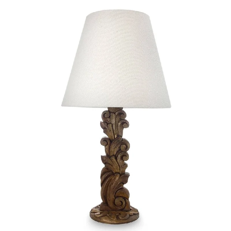 fabric table lamps with a linen shade for a relaxed and breathable lookfabric table lamps with a linen shade for a relaxed and breathable lookGarland of Light' Hand-carved Cedar Wood Table Lamp (Mexico)