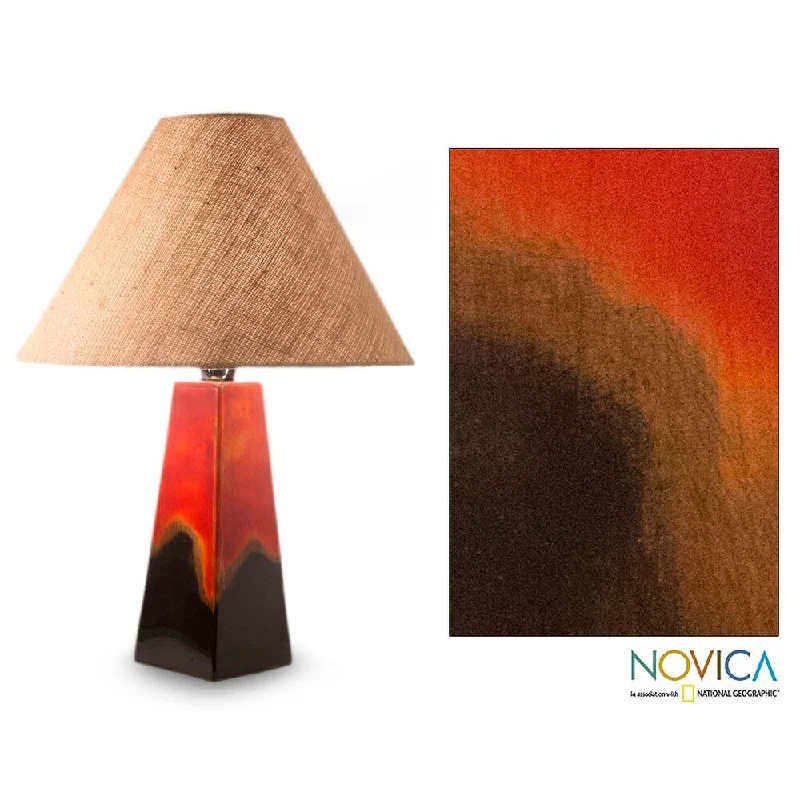 leather table lamps with a distressed texture for a rugged charmleather table lamps with a distressed texture for a rugged charmHandcrafted Ceramic 'Mexican Volcano' Lamp (Mexico)