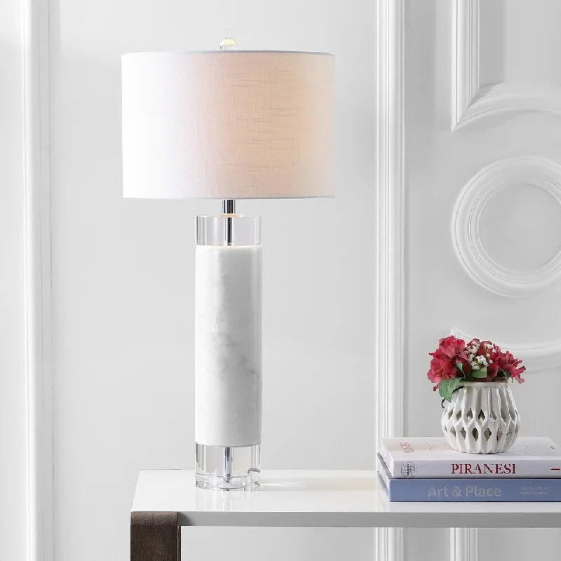 glass table lamps with a frosted surface for soft light diffusionglass table lamps with a frosted surface for soft light diffusionHunter 32" Marble/Crystal LED Table Lamp, White by JONATHAN Y