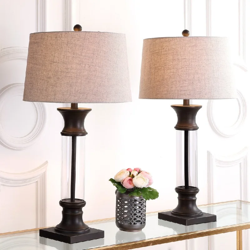 glass table lamps with a frosted surface for soft light diffusionglass table lamps with a frosted surface for soft light diffusionHunter 32" Metal/Glass LED Table Lamp, Bronze (Set of 2) by JONATHAN Y