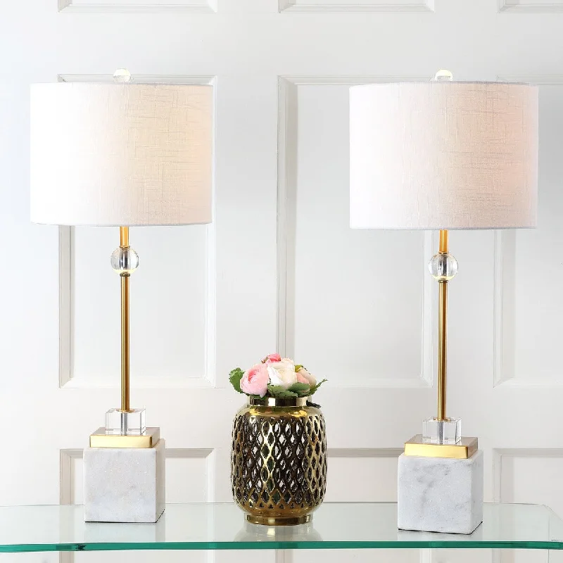 gothic style table lamps with dark finishes for a mysterious lookgothic style table lamps with dark finishes for a mysterious lookJeffrey 30" Marble/Crystal LED Table Lamp, Brass (Set of 2) by JONATHAN Y