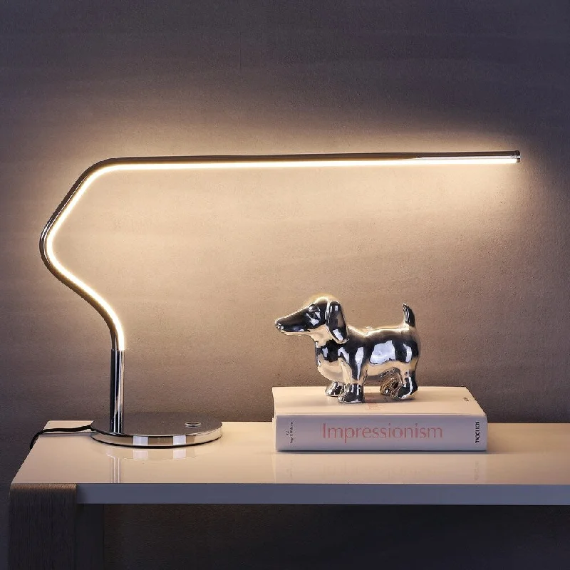 bohemian table lamps with colorful patterns for eclectic bedroomsbohemian table lamps with colorful patterns for eclectic bedroomsJulian 15" LED Integrated Task Lamp, Chrome by JONATHAN Y