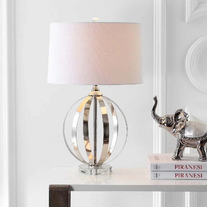 fabric table lamps with a linen shade for a relaxed and breathable lookfabric table lamps with a linen shade for a relaxed and breathable lookLogan 26" Metal Orb LED Table Lamp, Polished Nickel by JONATHAN Y