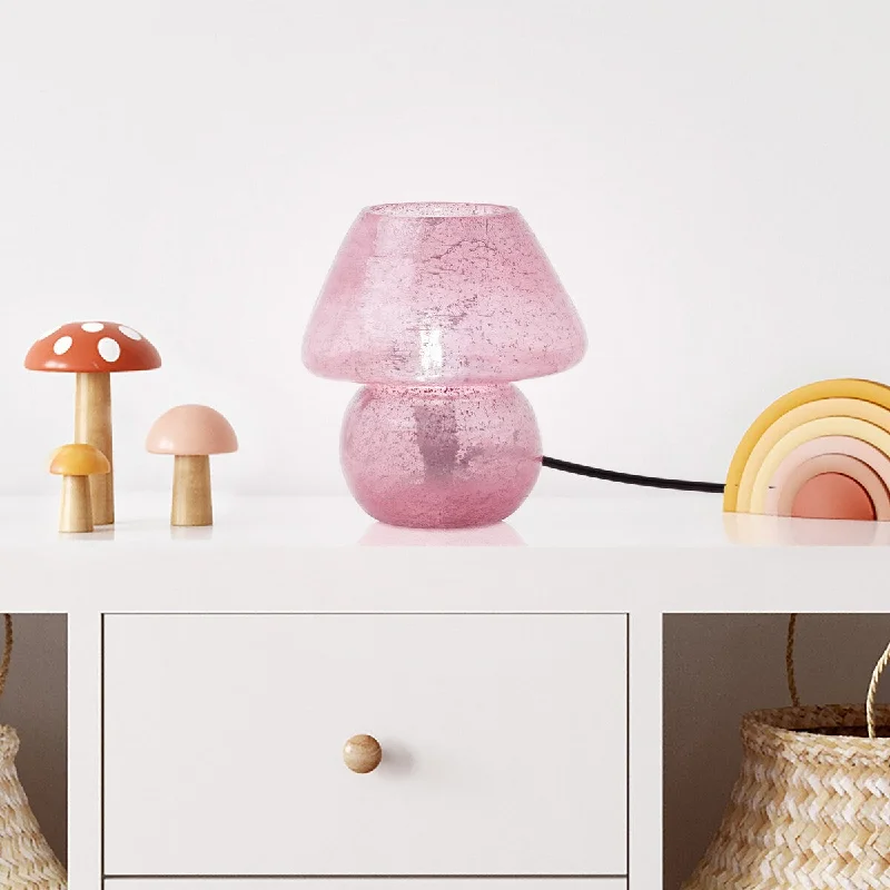 wooden table lamps with natural grain for a warm and organic feelwooden table lamps with natural grain for a warm and organic feelLola River of Goods Pink Glass Mushroom 8.75-Inch Accent Lamp - 7.5" x 7.5" x 8.75"