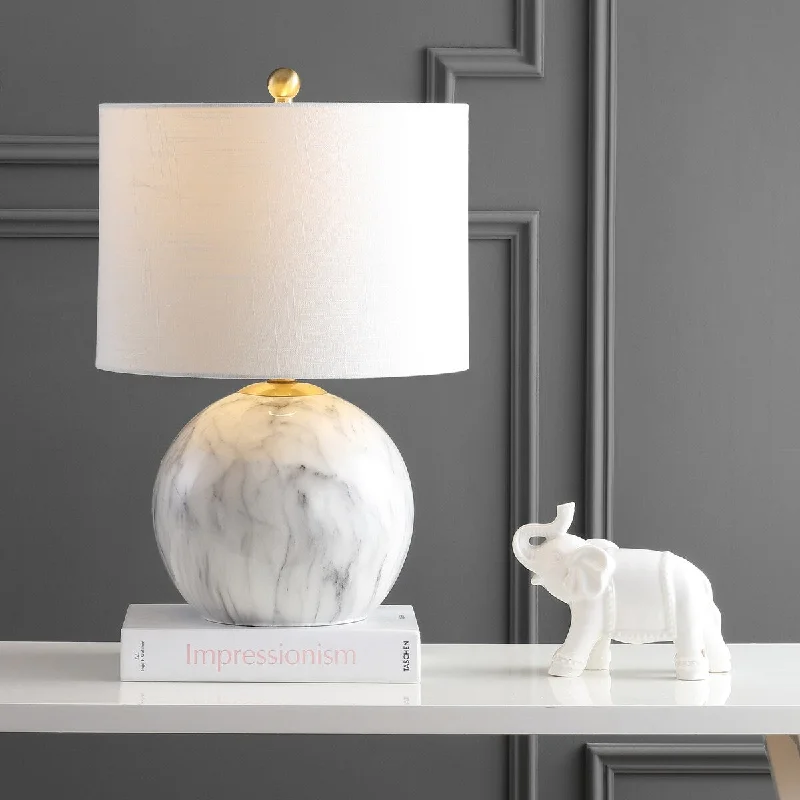 rustic farmhouse table lamps for cozy kitchensrustic farmhouse table lamps for cozy kitchensLuna 21.5" Faux Marble Resin LED Table Lamp, White/Brass Gold by JONATHAN Y