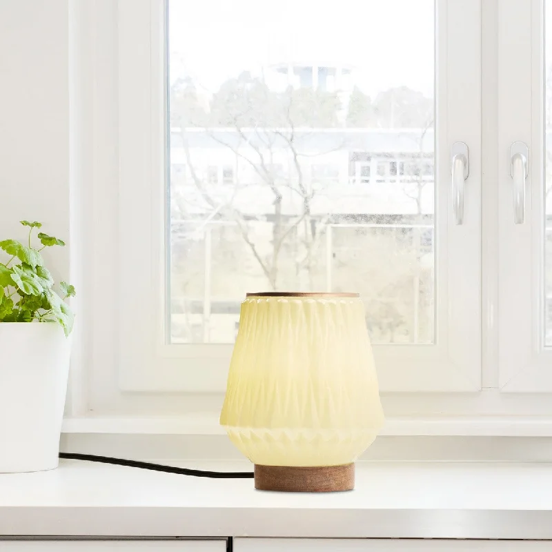 art deco table lamps with geometric shapes for a retro touchart deco table lamps with geometric shapes for a retro touchMila River of Goods Yellow and Gold Glass and Wood Trapezoid-Shaped 7.75-Inch Accent Lamp - 6.75" x 6.75" x 7.75"
