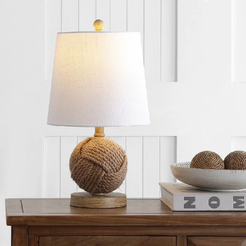 bohemian table lamps with colorful patterns for eclectic bedroomsbohemian table lamps with colorful patterns for eclectic bedroomsMonkey Fist 18" Rope Ball LED Table Lamp, Natural by JONATHAN Y