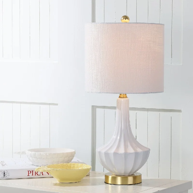 gothic style table lamps with dark finishes for a mysterious lookgothic style table lamps with dark finishes for a mysterious lookParker 21.5" Ceramic Mini LED Table Lamp, Brass/White by JONATHAN Y