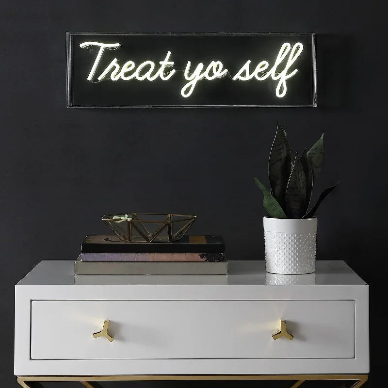 metal table lamps with a matte black finish for a sleek appearancemetal table lamps with a matte black finish for a sleek appearanceTreat Yo Self 20" Acrylic Box USB LED Neon Light Yellow by JONATHAN Y - 1 Bulb
